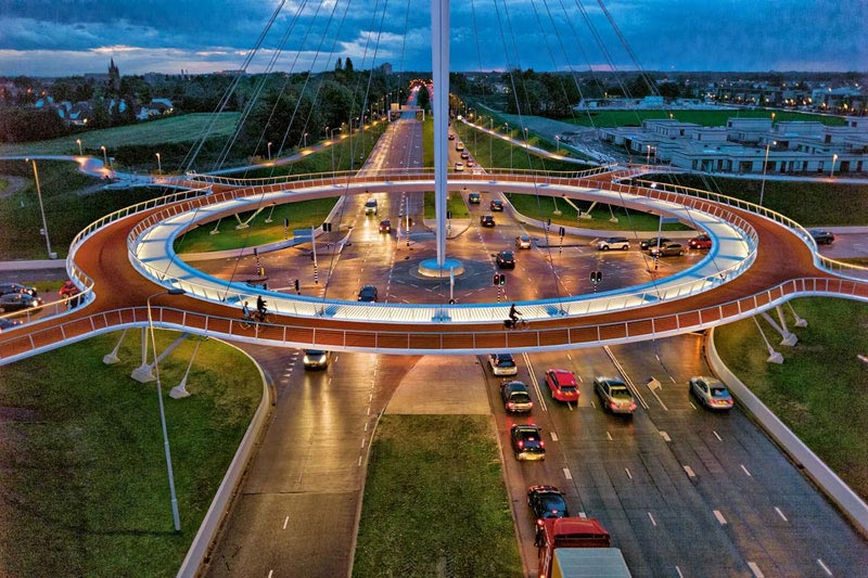 World’s First Suspended Bicycle Roundabout