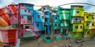 Artists Jeroen Koolhaas and Dre Urhahn create community art by painting entire neighborhoods, and involving those who live there ...