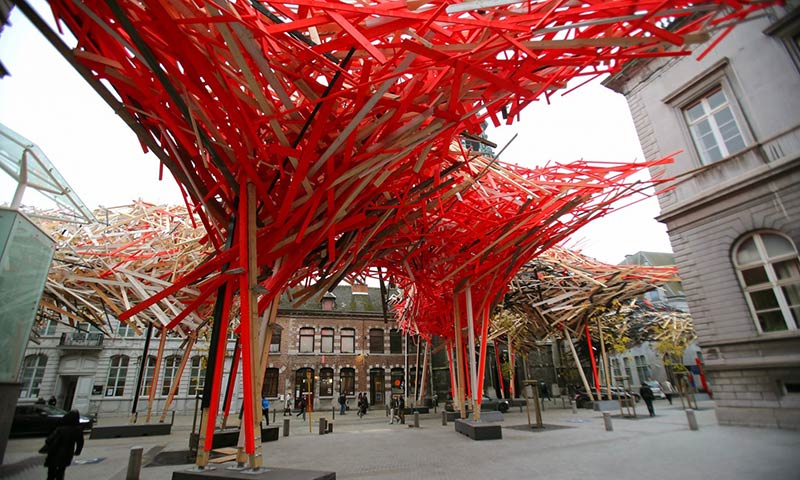 Neon nest … the €400,000 centrepiece of mons capital of culture has now been dismantled for fear of collapse