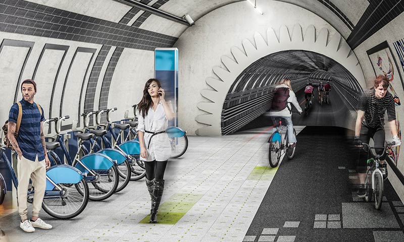 Gensler’s proposal to turn disused underground tunnels into arteries for bikes and pedestrians looks like fun. As a sober response to congestion, it’s ridiculous