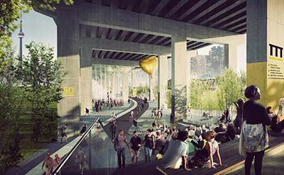 $25-million project reimagines area under Toronto's Gardiner with paths, cultural spaces
