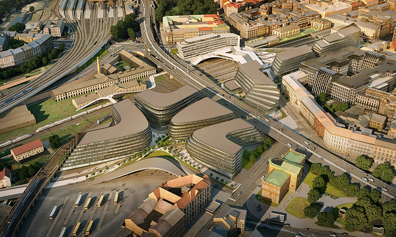Zaha hadid architects to regenerate site adjacent to prague's masaryk railway station