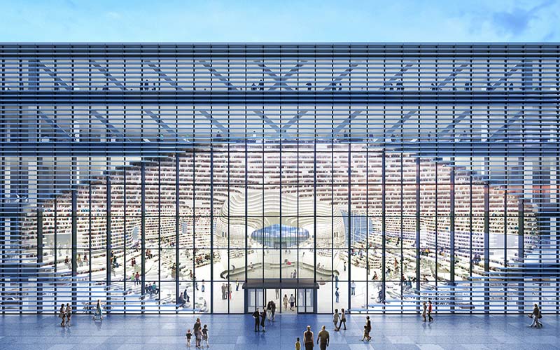 MVRDV's Tianjin Binhai Library centres around a mirrored auditorium