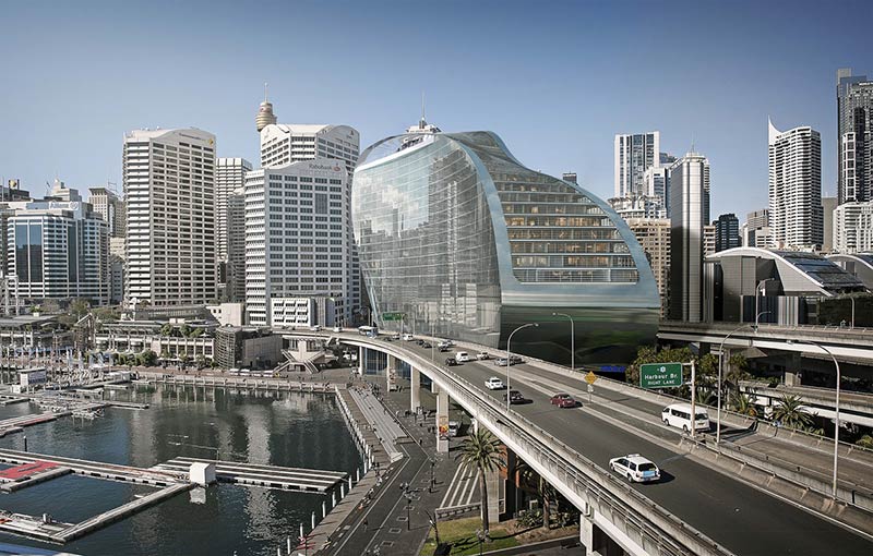 The new proposal for the ribbon by hassell at sydney’s darling harbour
