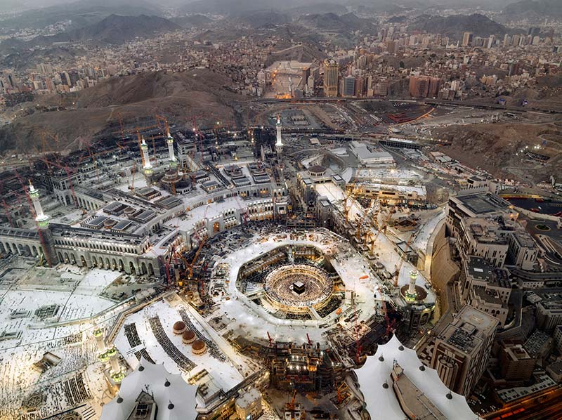 A view of the grand mosque from a grand royal suite at the fairmont makkah clock royal tower
