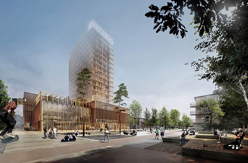 White Arkitekter wins cultural centre in Skellefteå with timber framed high-rise