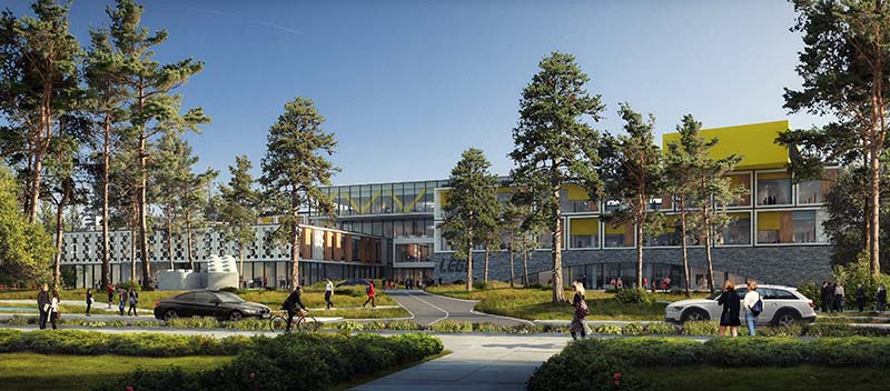 The lego group shares c. F. Møller designed plans for office complex in billund, denmark
