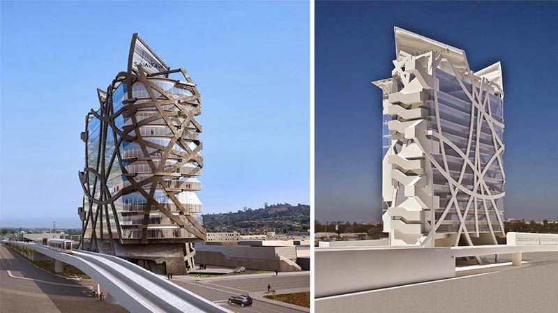 This L.A. office building's steel bands are an exoskelton