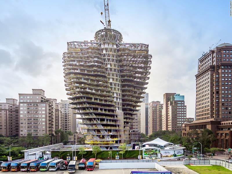 This twisted carbon-eating tower is rising in the East