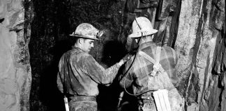 Miners drill for silver in Cobalt, Ontario