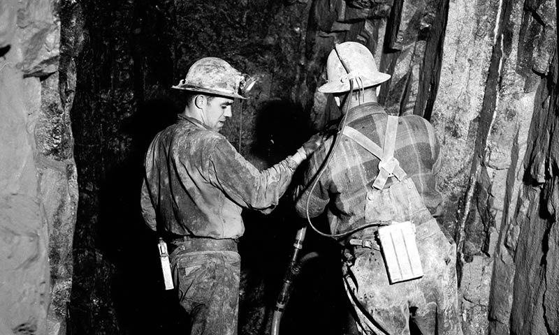 Miners drill for silver in cobalt, ontario