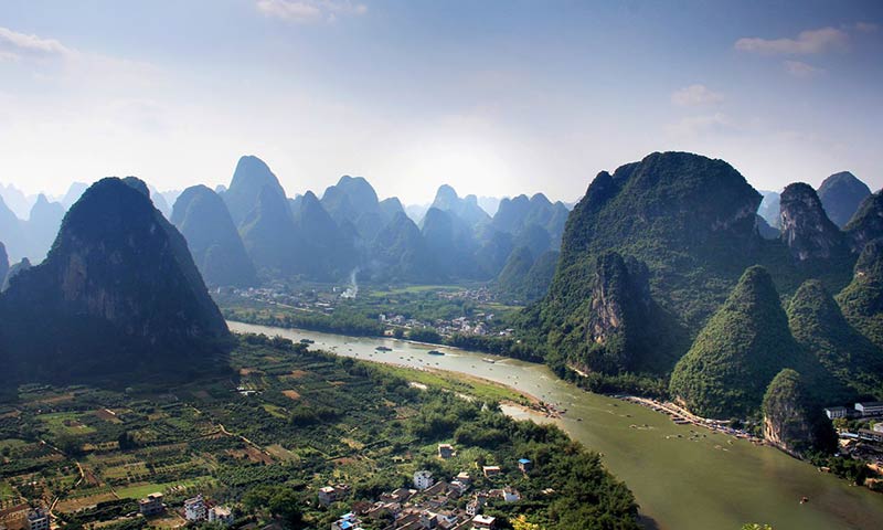 The li river and the spectacular karst peaks that the guilin region is famous for