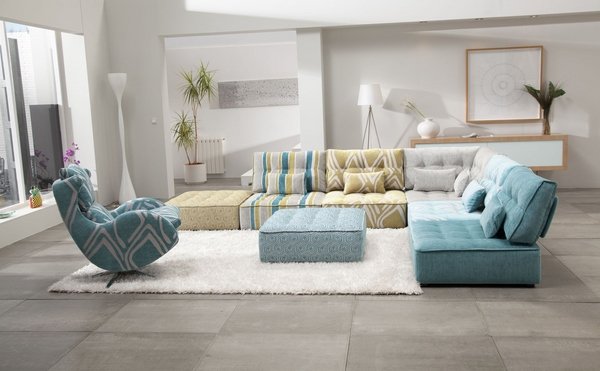 Living room design ideas sectional floor couch ottoman area rug