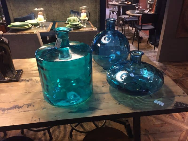 Teal glass vases