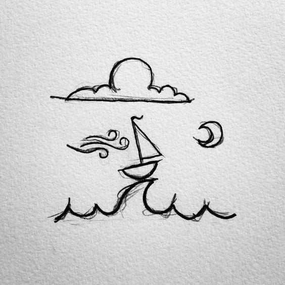 74.  a puny boat braves the tumultuous waves