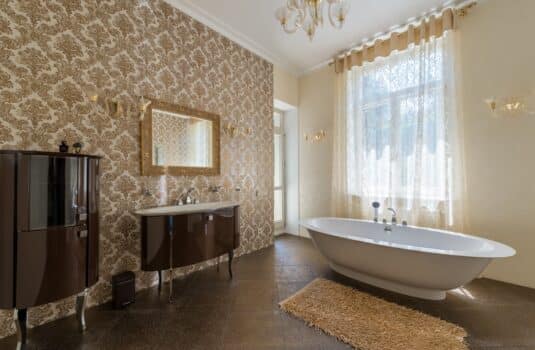 Add sheer curtains in the bathroom