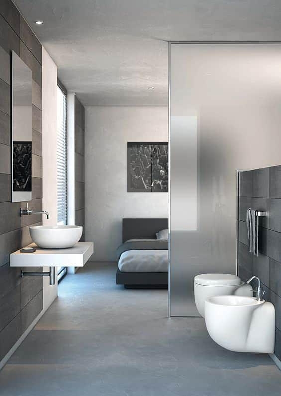 Modern style grey transparent bathroom design