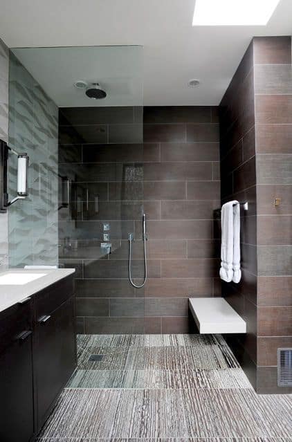 Wet room style walk-in shower design