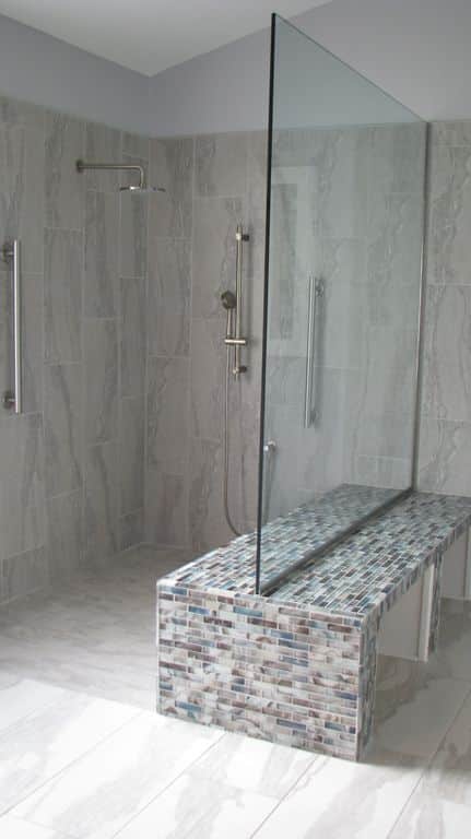 Double benched walk-in shower