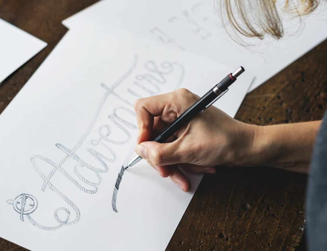 Hand lettering pen brushes