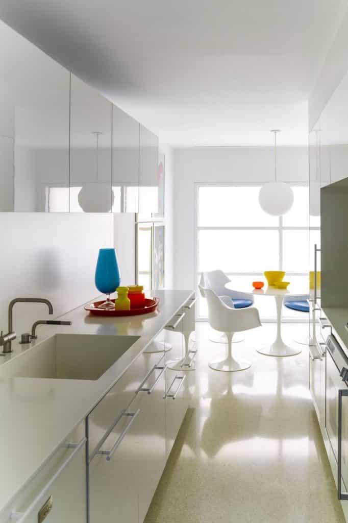 12 glossy white cabinets