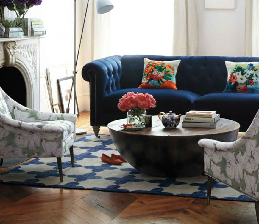 Interior design tips blue velvet chesterfield sofa cover