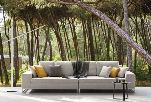 Sofa with 2 modules lotus textile smokey finish 48 zendo 1