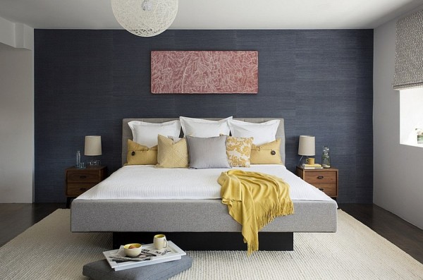 Bring textural contrast to the bedroom with grasscloth wallcovering
