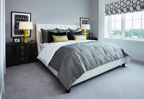 Cool gray offers the perfect backdrop for bright yellow additions