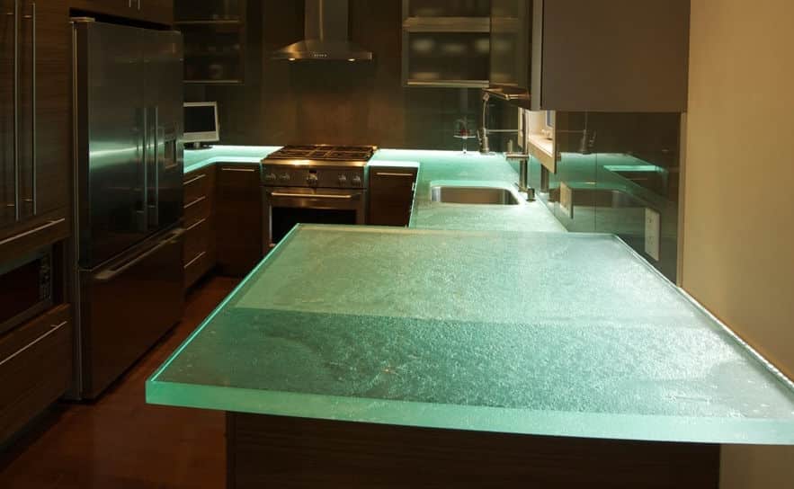 Crushed glass bathroom counter
