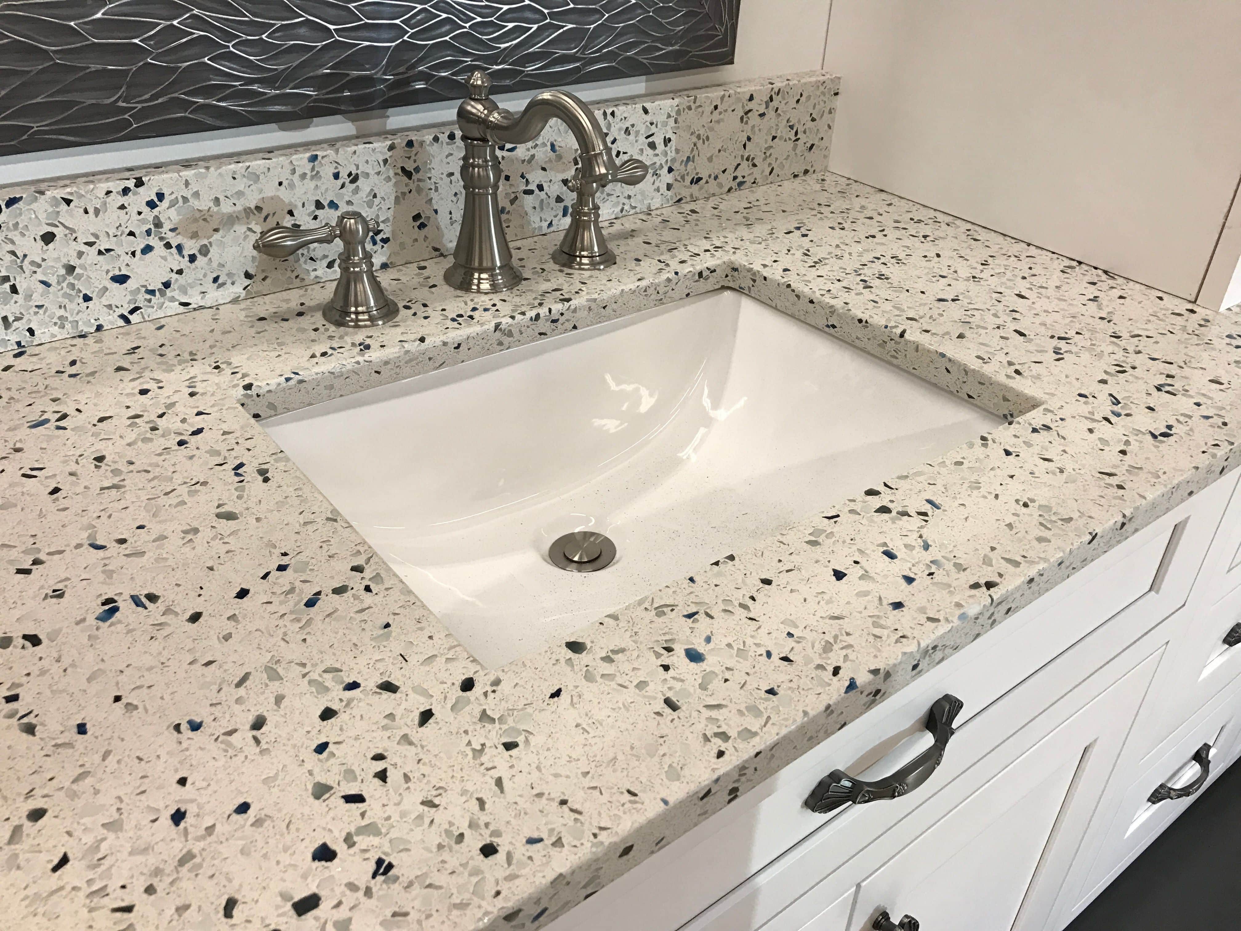 Recycled and composite bathroom counter