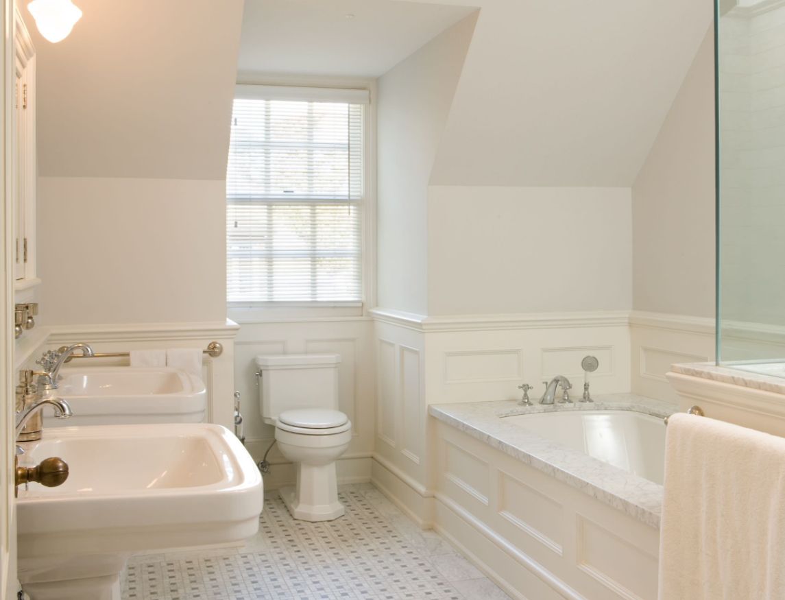 White wainscoting bathroom design