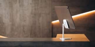 Tablet standing isolated on table