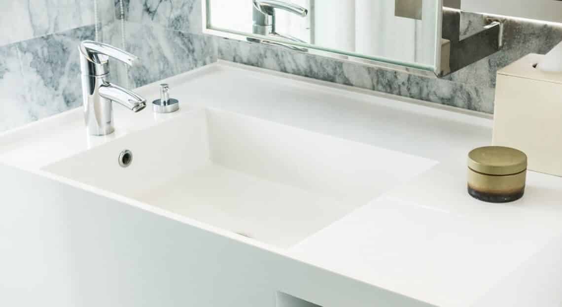 Faucet and sink decoration in bathroom interior