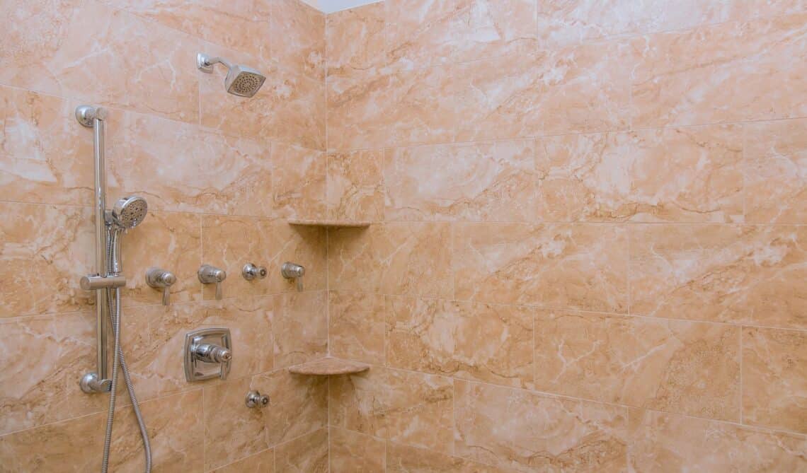 Modern shower bathroom in private, design of interior