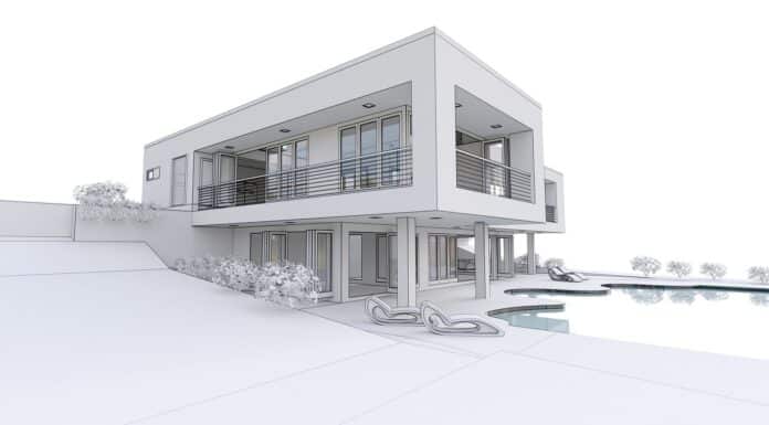 3d modern house, on white background. 3d illustration