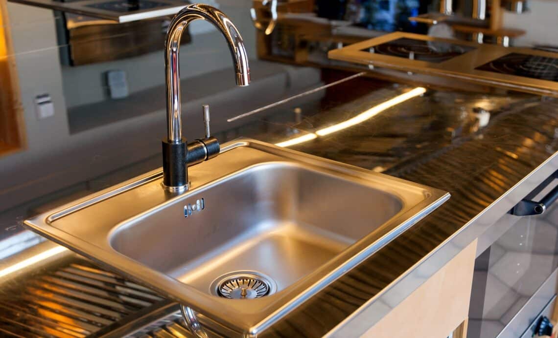 Beautiful mettalic sink in a modern kitchen
