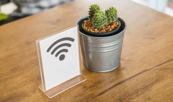 Free wifi sign on table
