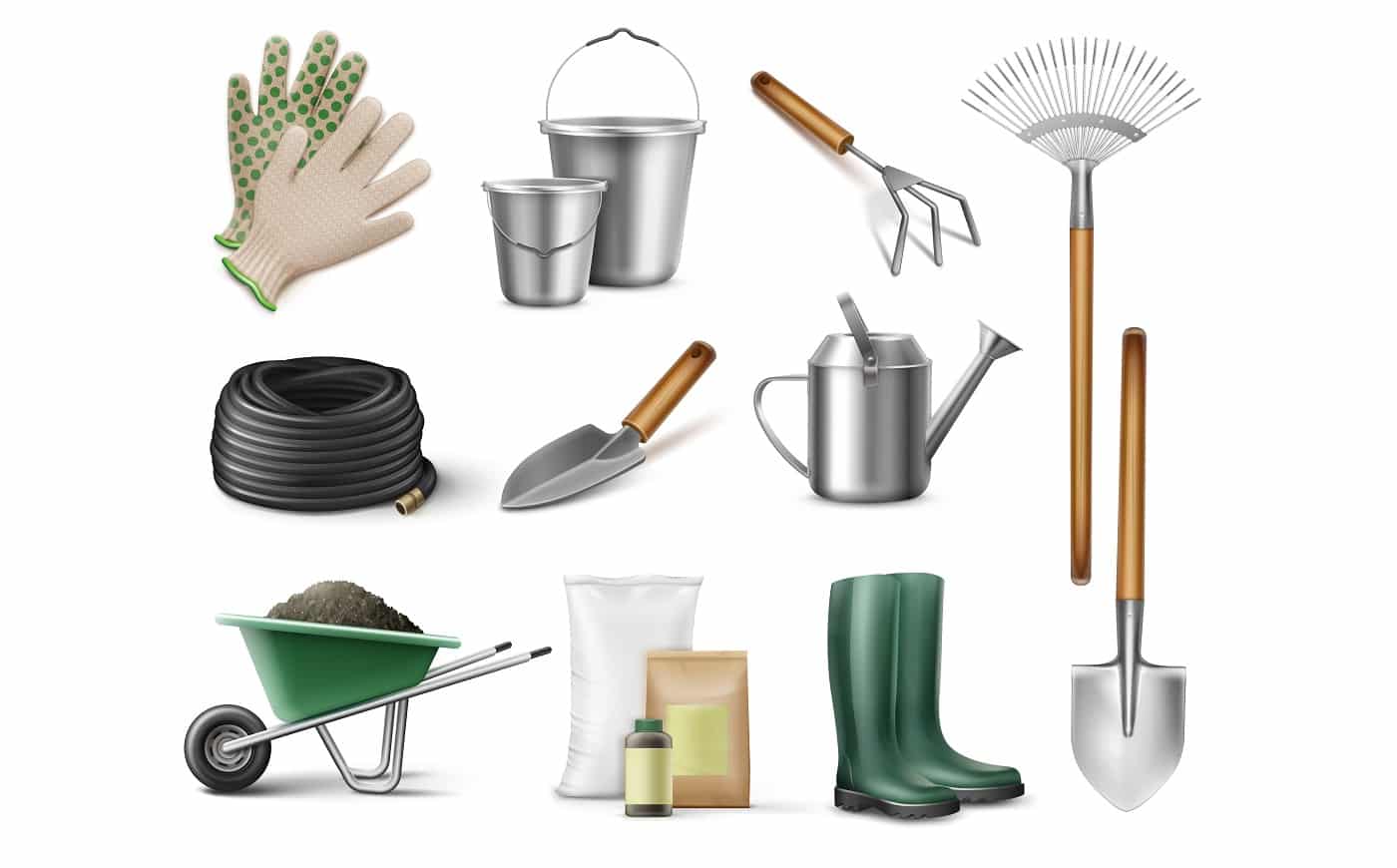 Vector set of tools for gardening and horticulture