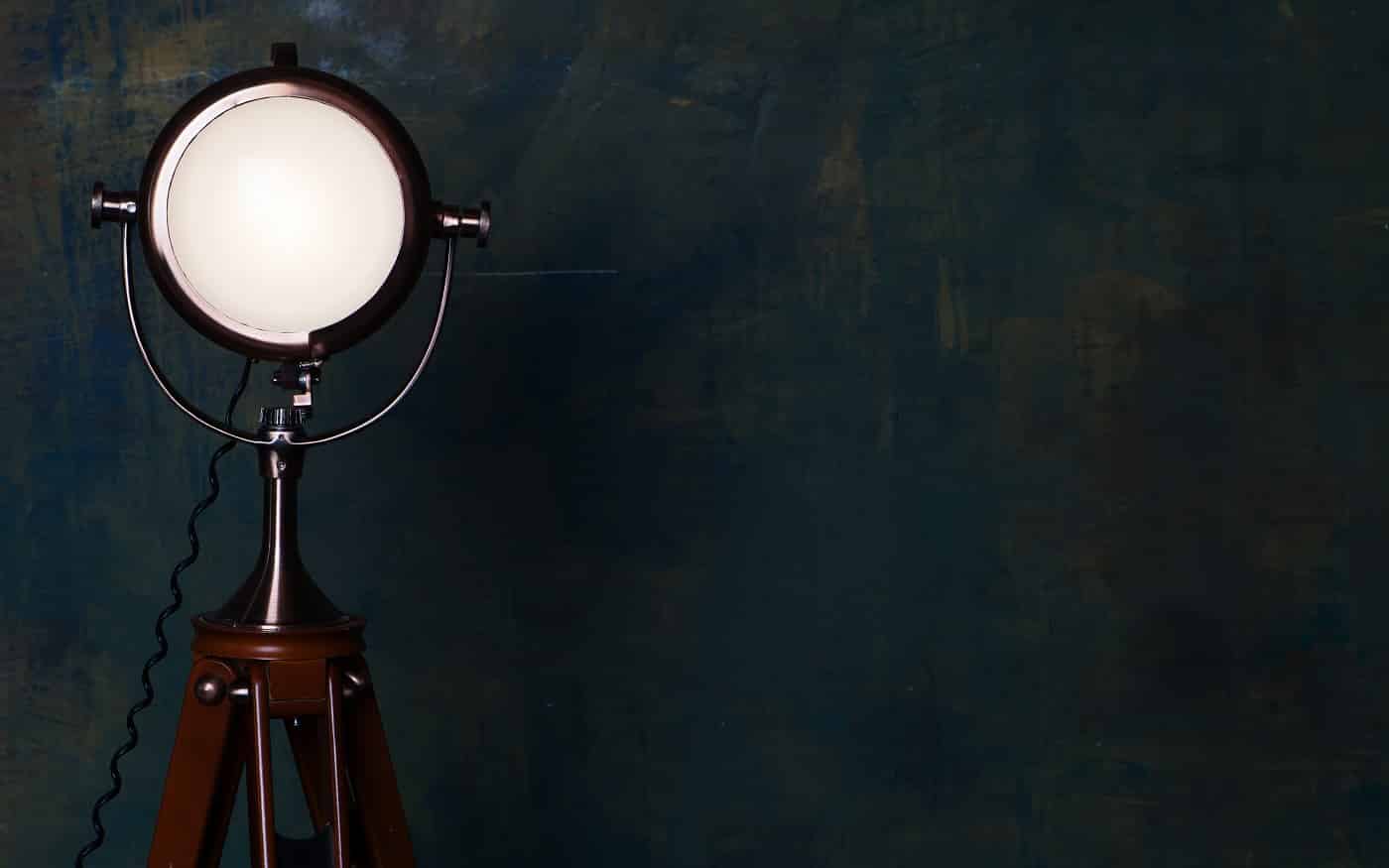 Vintage floor lamp over old wall