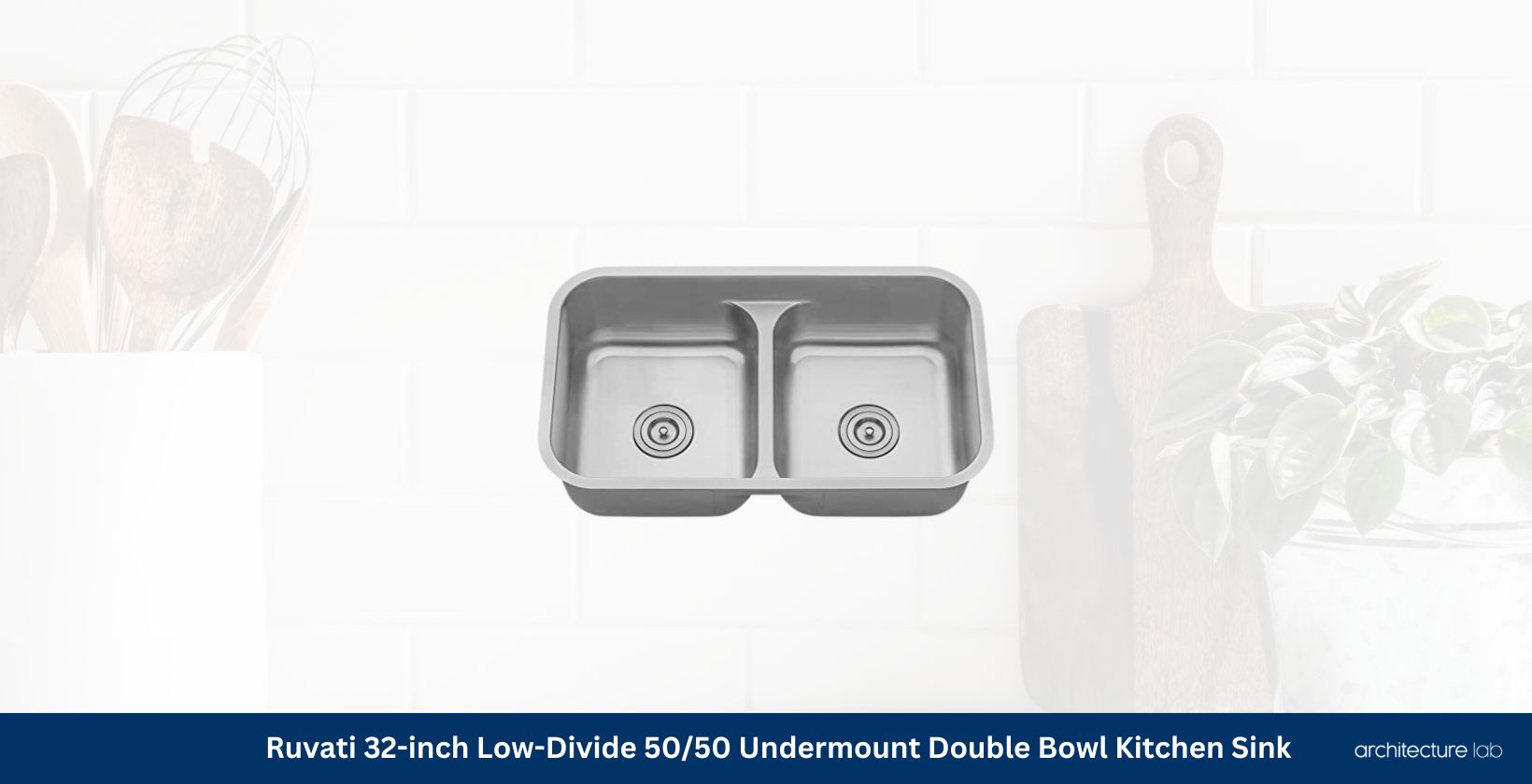 Ruvati 32 inch low divide undermount double bowl kitchen sink rvm4350