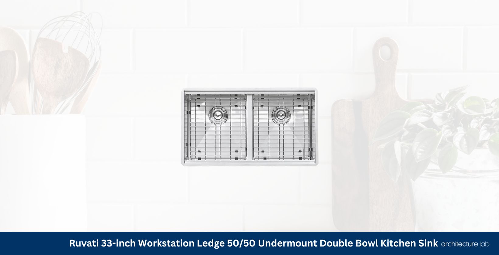 Ruvati 33 inch workstation ledge undermount double bowl kitchen sink rvh8350