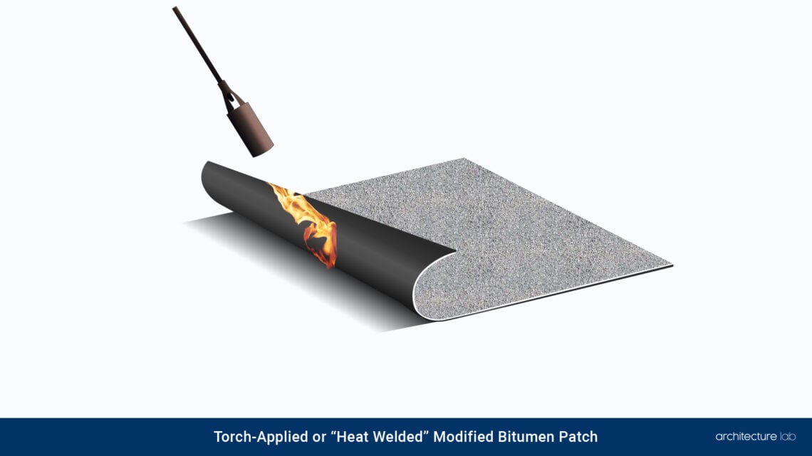 Torch applied or heat welded modified bitumen patch