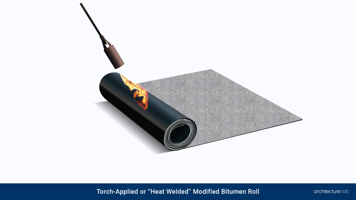 Torch applied or heat welded modified bitumen roll