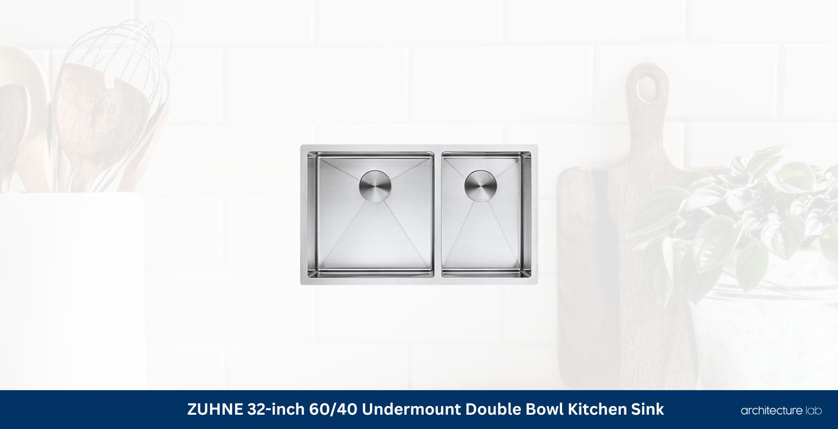 Zuhne 32 inch undermount double bowl kitchen sink