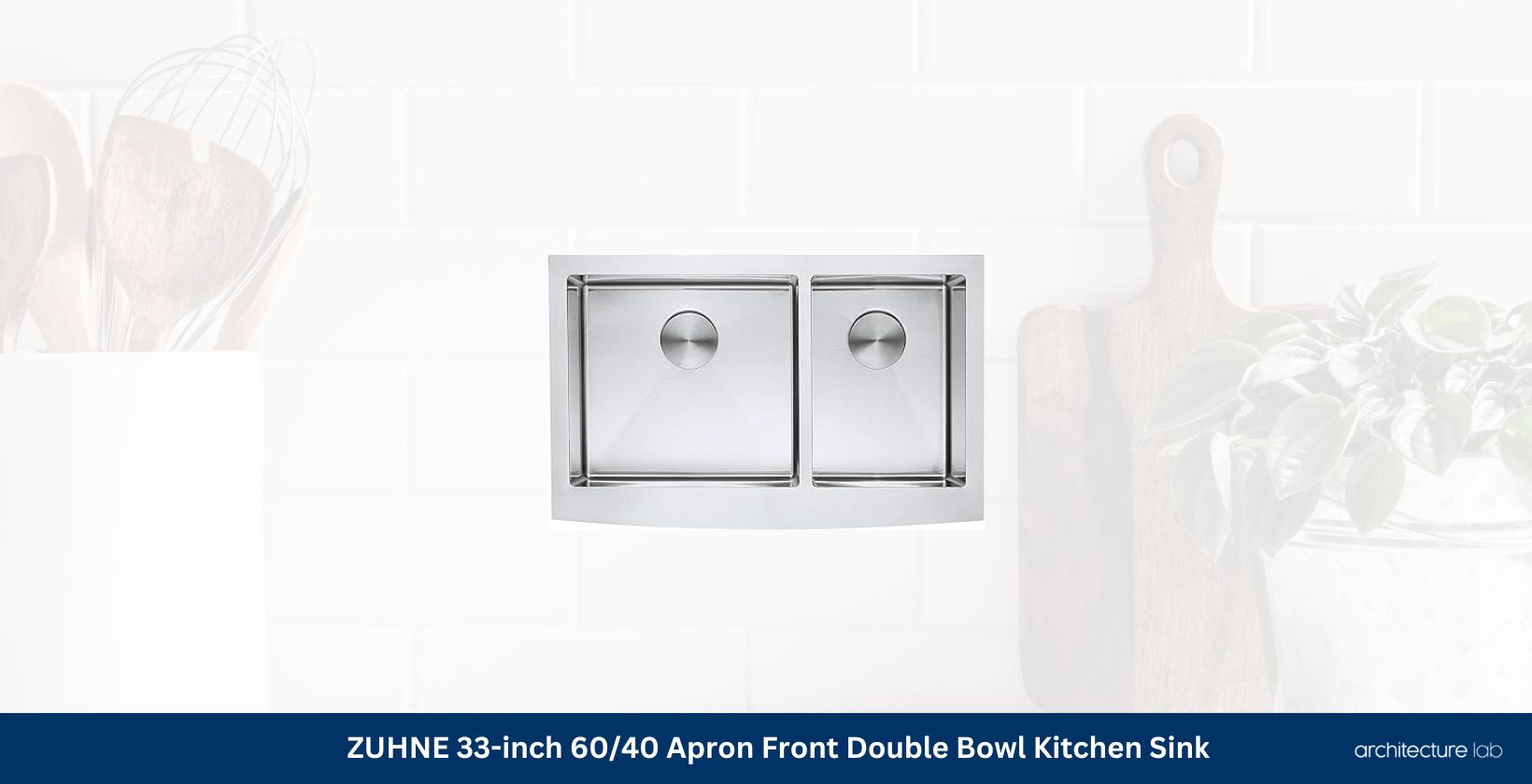 Zuhne 33 inch apron front double bowl kitchen sink