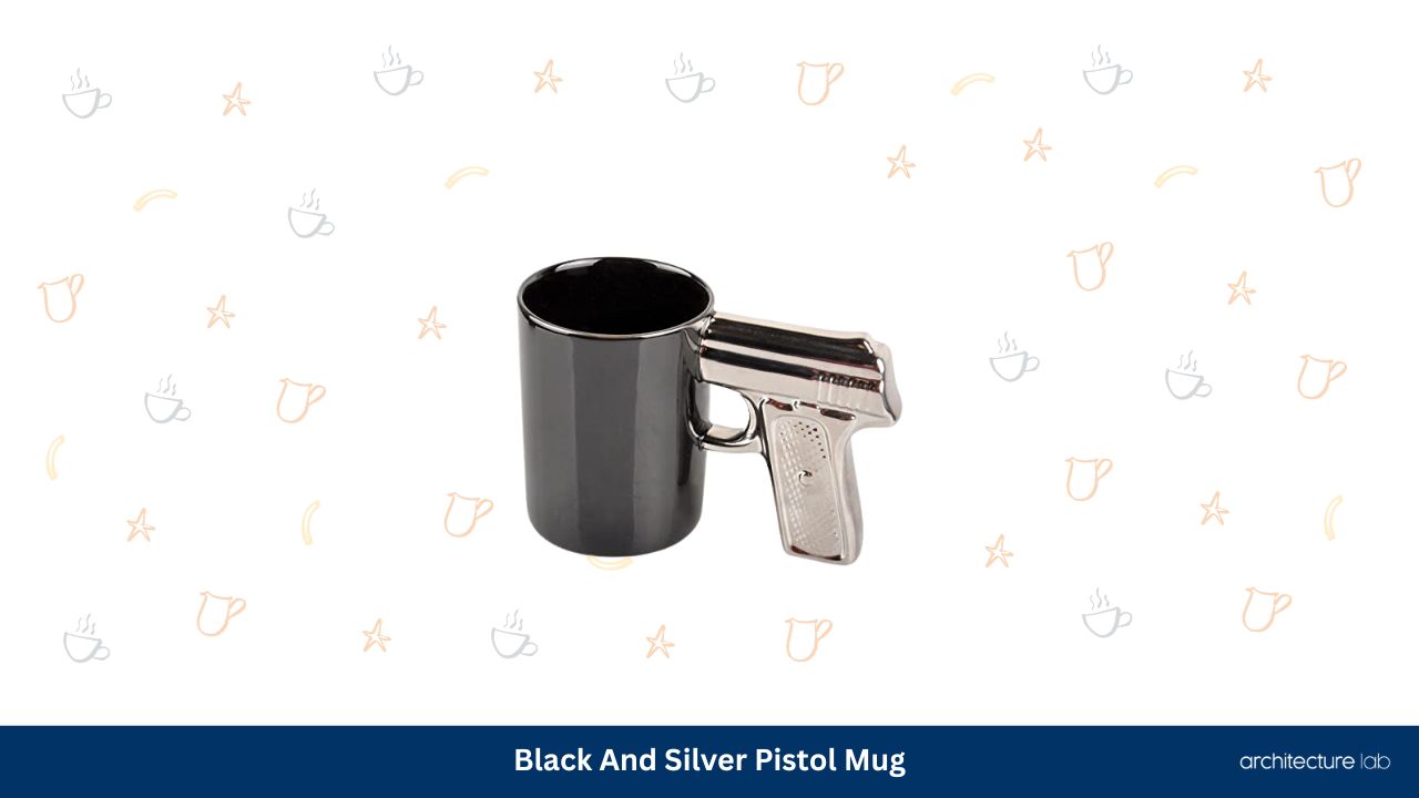 Black and silver pistol mug