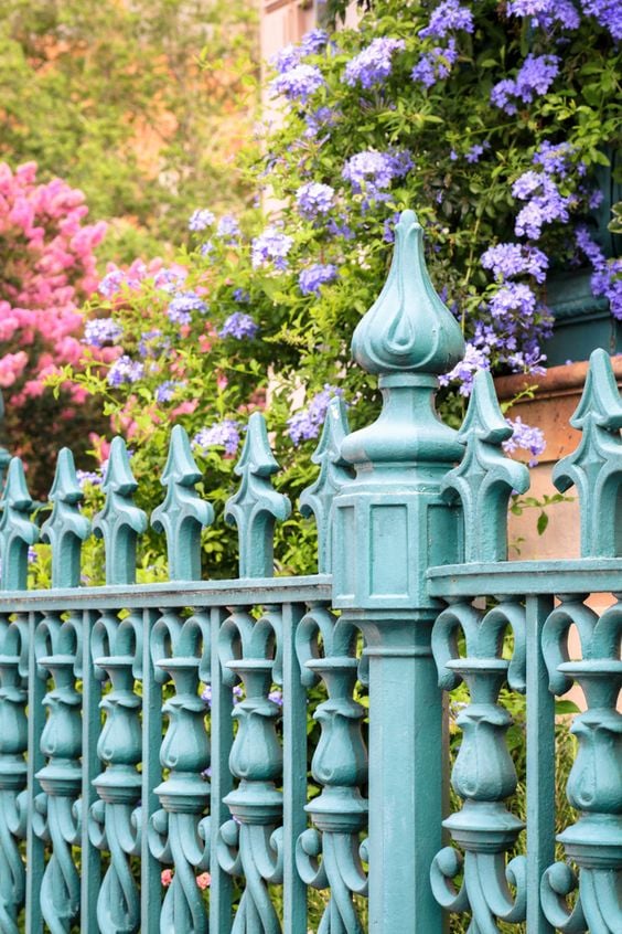 Colorful wrought iron fences