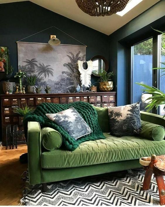 Green living room interior design trend