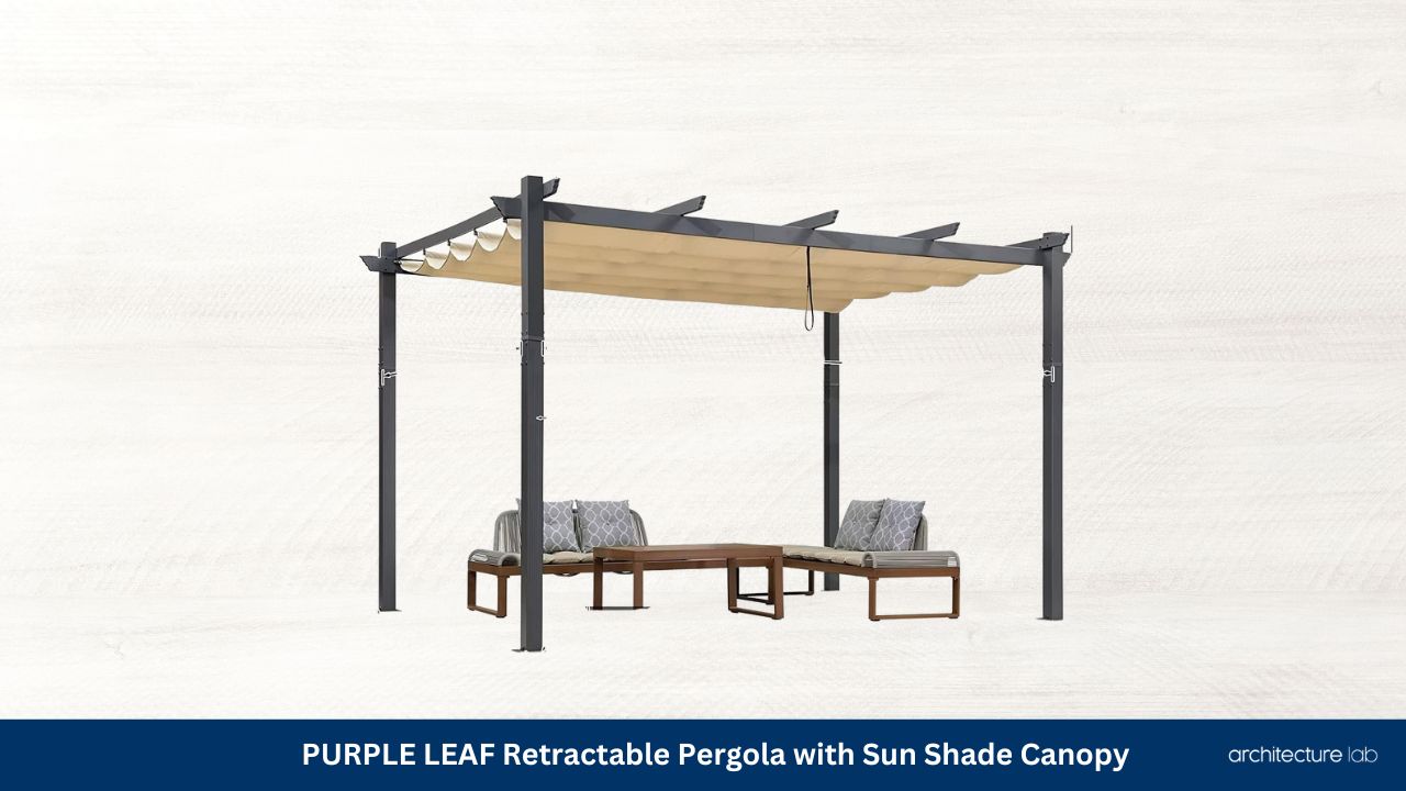 Purple leaf retractable pergola with sun shade canopy